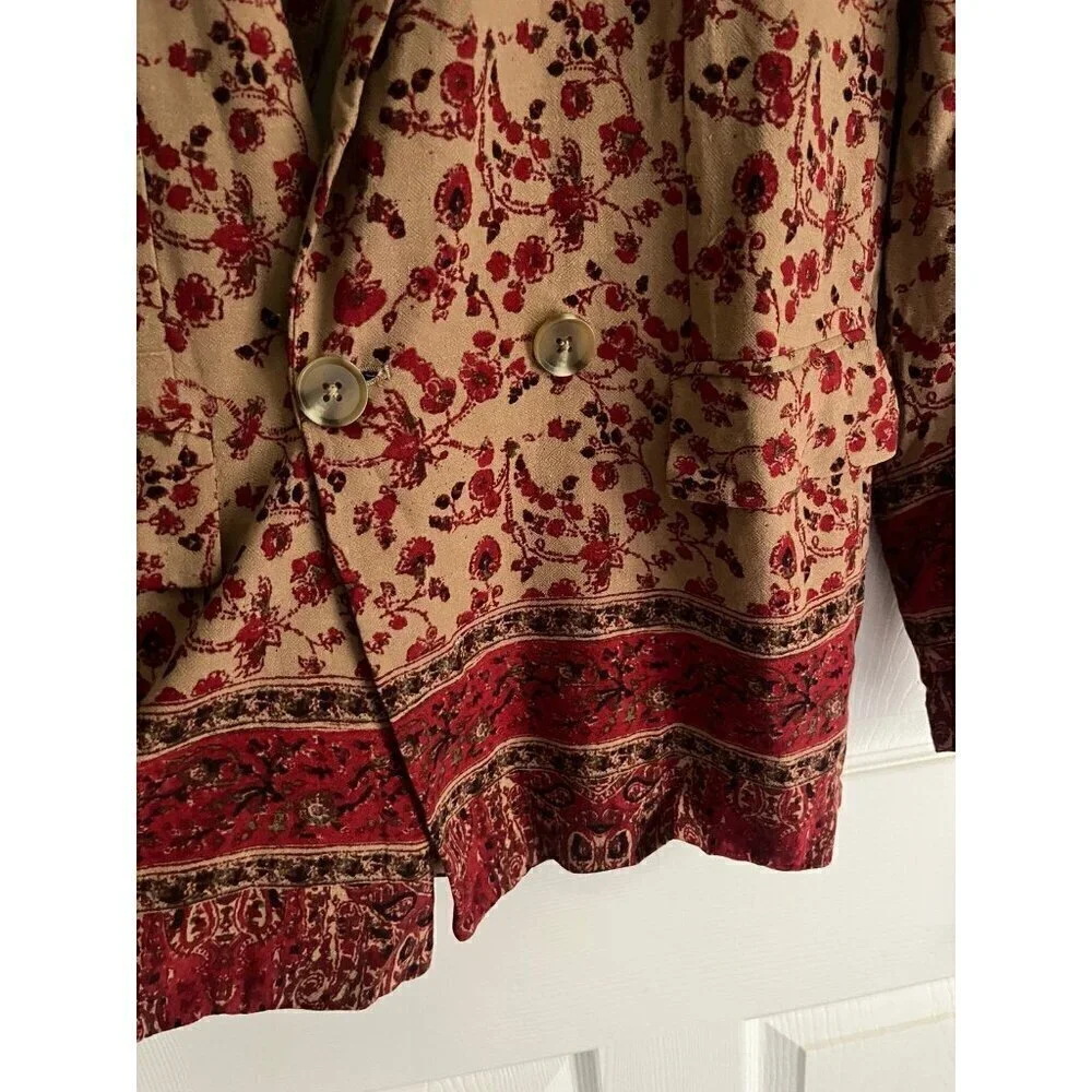 Free People Bellflower Printed Border Blazer